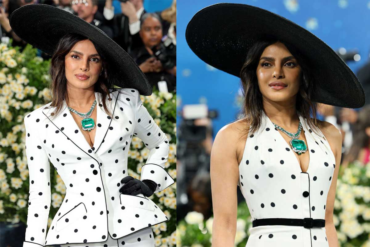 Priyanka Chopra với vòng cổ Magnus Emerald của Bulgari - món trang sức đắt giá nhất đêm Met Gala 2025.